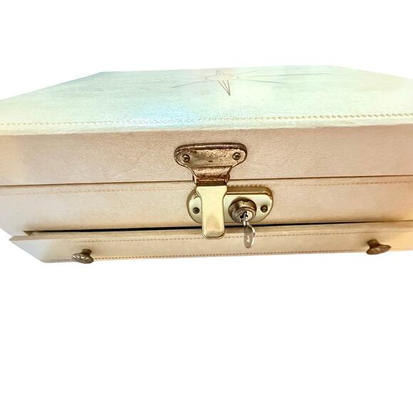 Vintage Mid-Century Starburst Jewelry Chest with Key - Picture 9 of 10